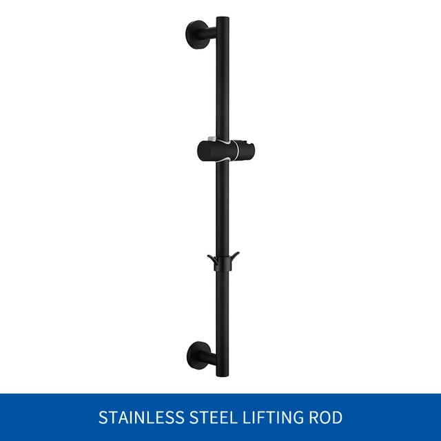 Adjustable Slide Bar with Handshower Set Matte Black Stainless Steel Round Shower Riser Rail Bar With Hose and Shower - WELQUEEN