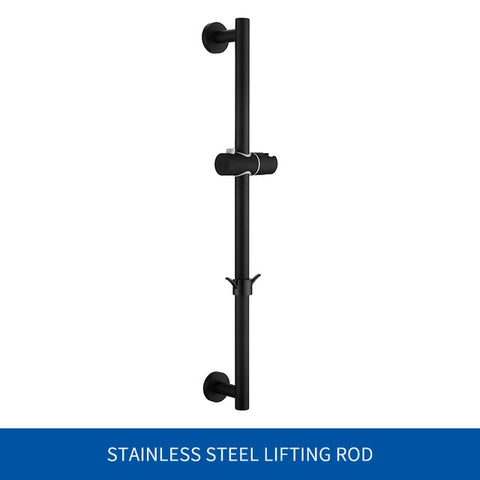 Adjustable Slide Bar with Handshower Set Matte Black Stainless Steel Round Shower Riser Rail Bar With Hose and Shower - WELQUEEN