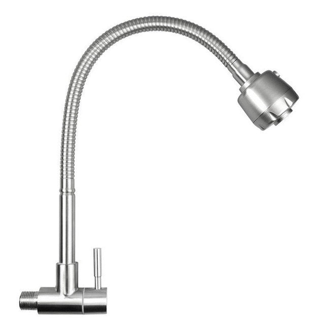 Stainless Steel Wall Mounted Kitchen Faucet Wall Kitchen Mixers Kitchen Sink Tap 360 Degree Swivel Flexible Hose Double Holes - WELQUEEN HOME DECOR