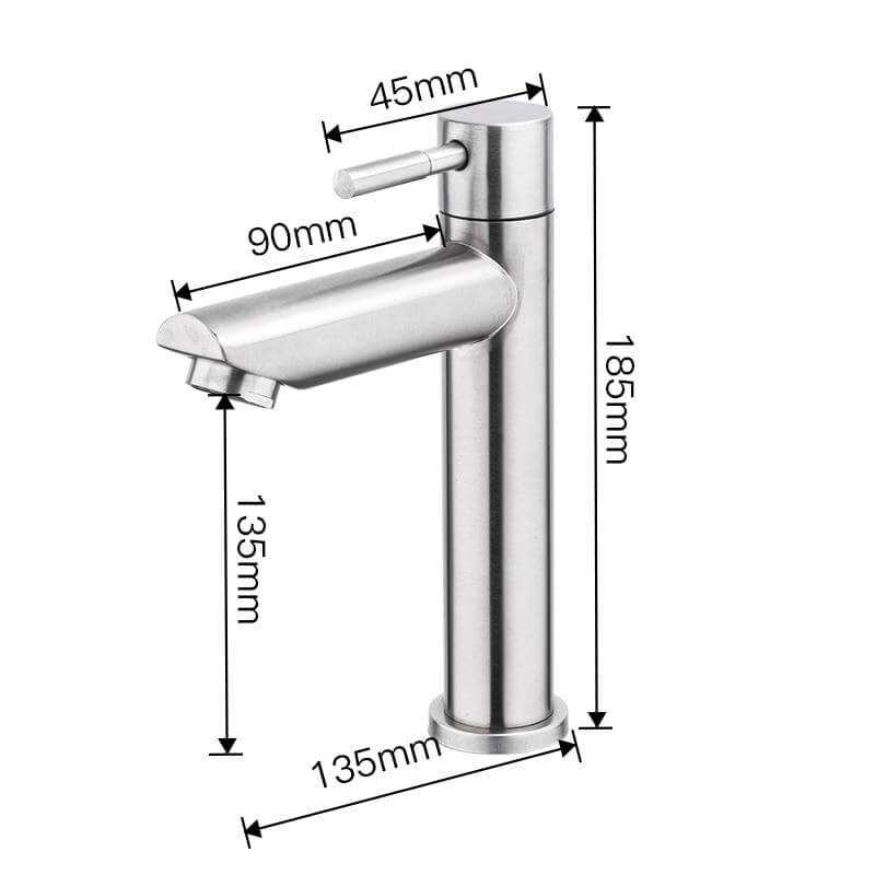 Basin Faucet Bathroom Sink Single Cold Water Tap Brushed Tap Water Faucet Bathroom Sink Faucet Tap Restroom - WELQUEEN