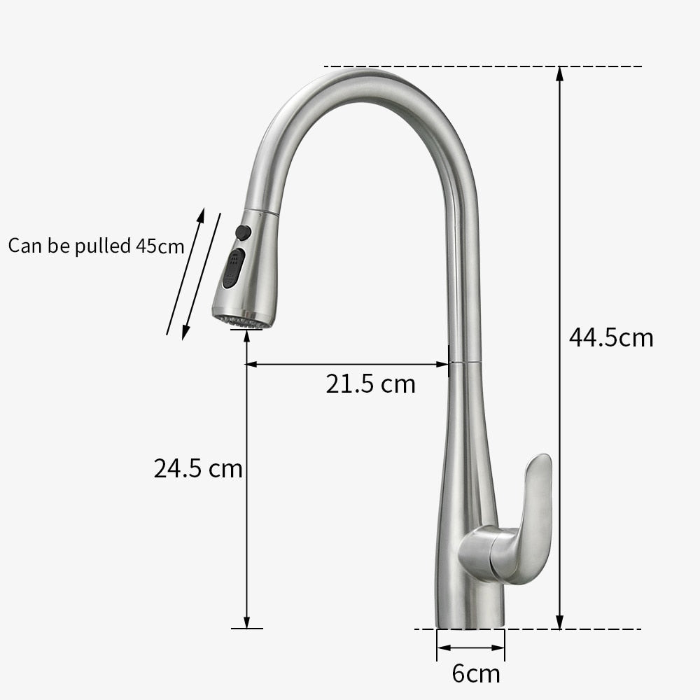 Pull Out Black Sensor Kitchen Faucets Stainless Steel Smart Induction Mixed Tap Touchless Control Sink Tap - WELQUEEN