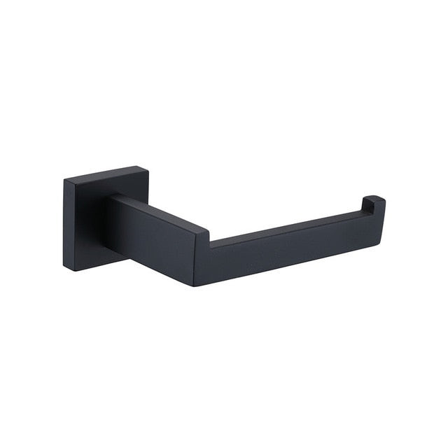 Bathroom Hardware Set Black Robe Hook Towel Rail Bar Rack Bar Shelf Tissue Paper Holder Toothbrush Holder Bathroom Accessories - WELQUEEN