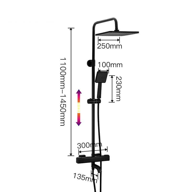 Black Shower Faucets Thermostatic Shower Column Set For Bathroom Mixer Waterfall Faucet Shower Thermostat Tap Rainfall Shower - WELQUEEN