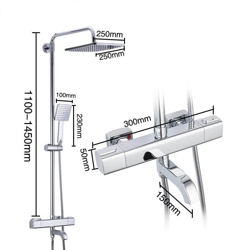 Black Shower Faucets Thermostatic Shower Column Set For Bathroom Mixer Waterfall Faucet Shower Thermostat Tap Rainfall Shower - WELQUEEN