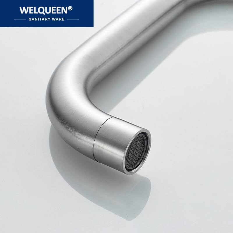 Kitchen Faucet Stainless Steel Single Handle Single Hole Tap Brushed Kitchen Mixer Kitchen Faucets Taps - WELQUEEN