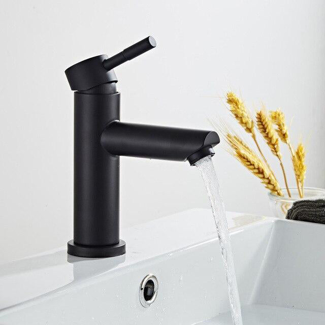 Bathroom Faucet Solid Brass Bathroom Basin Faucet Cold And Hot Water Mixer Sink Tap Single Handle Deck Mounted Brushed Gold Tap - WELQUEEN