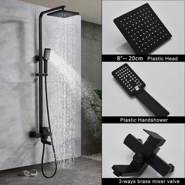 Chrome Shower Faucet Set Bathroom Rainfall Shower Mixers Swivel Spout Bath Shower Crane Hot Cold Mixer Tap - WELQUEEN