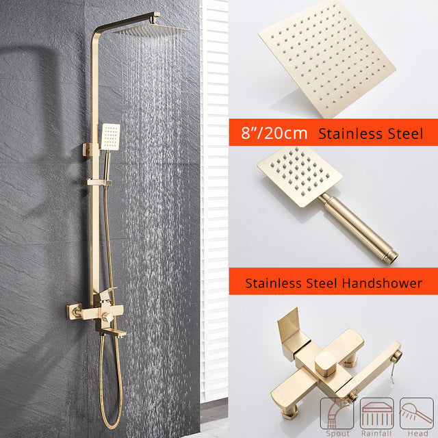 Chrome Shower Faucet Set Bathroom Rainfall Shower Mixers Swivel Spout Bath Shower Crane Hot Cold Mixer Tap - WELQUEEN