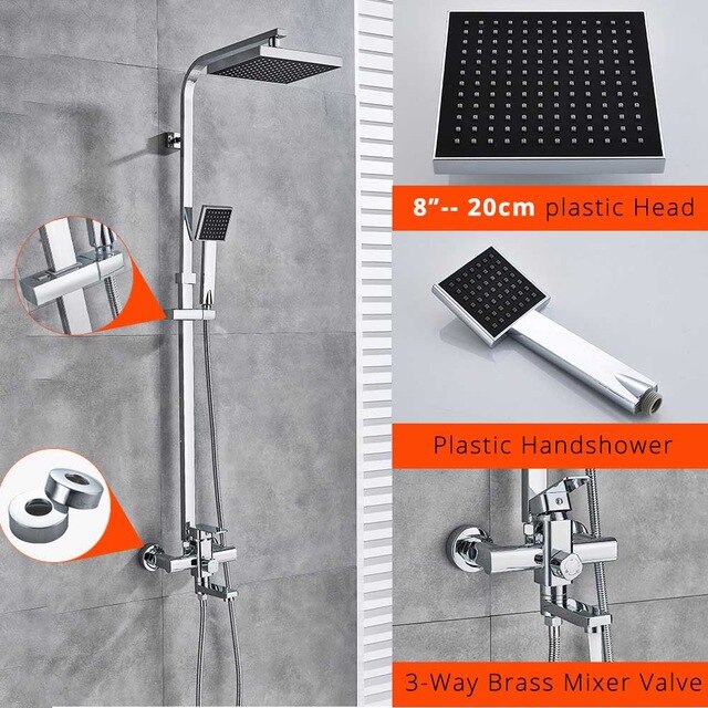 Chrome Shower Faucet Set Bathroom Rainfall Shower Mixers Swivel Spout Bath Shower Crane Hot Cold Mixer Tap - WELQUEEN