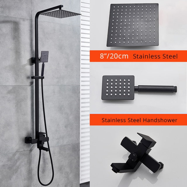 Chrome Shower Faucet Set Bathroom Rainfall Shower Mixers Swivel Spout Bath Shower Crane Hot Cold Mixer Tap - WELQUEEN
