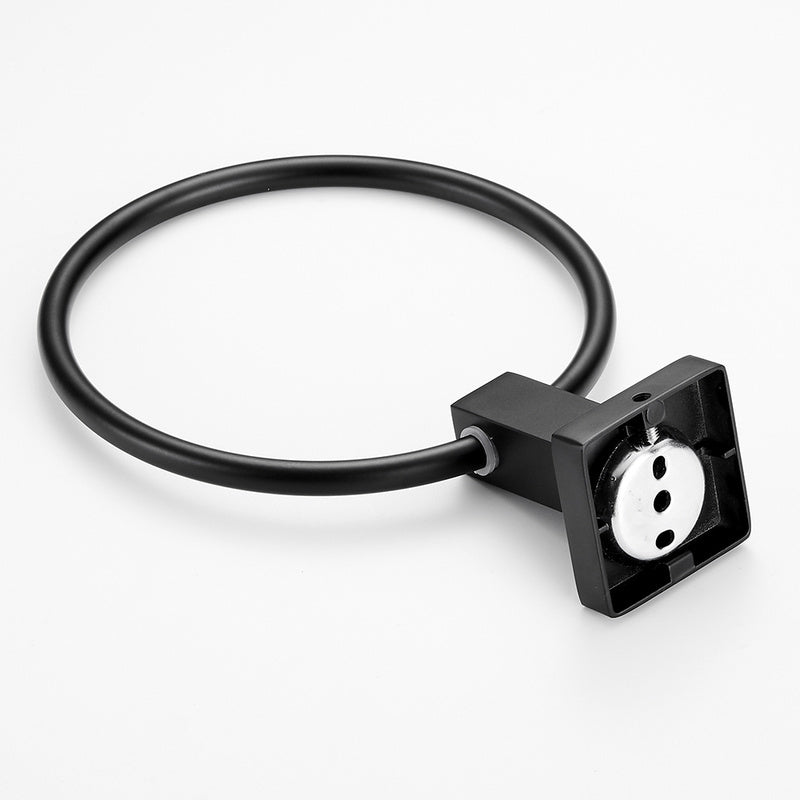 Black Towel Holder Ring | Round Wall Mounted Bathing Towel Rack Stainless Steel Kitchen Bathroom Accessories - WELQUEEN