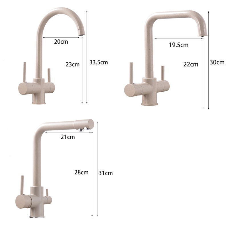 360 Degree Rotation Brass Drinking Filtered Water Kitchen Faucet Brass Single Hole Kitchen Faucet Dual Handle Kitchen Sink Tap - WELQUEEN