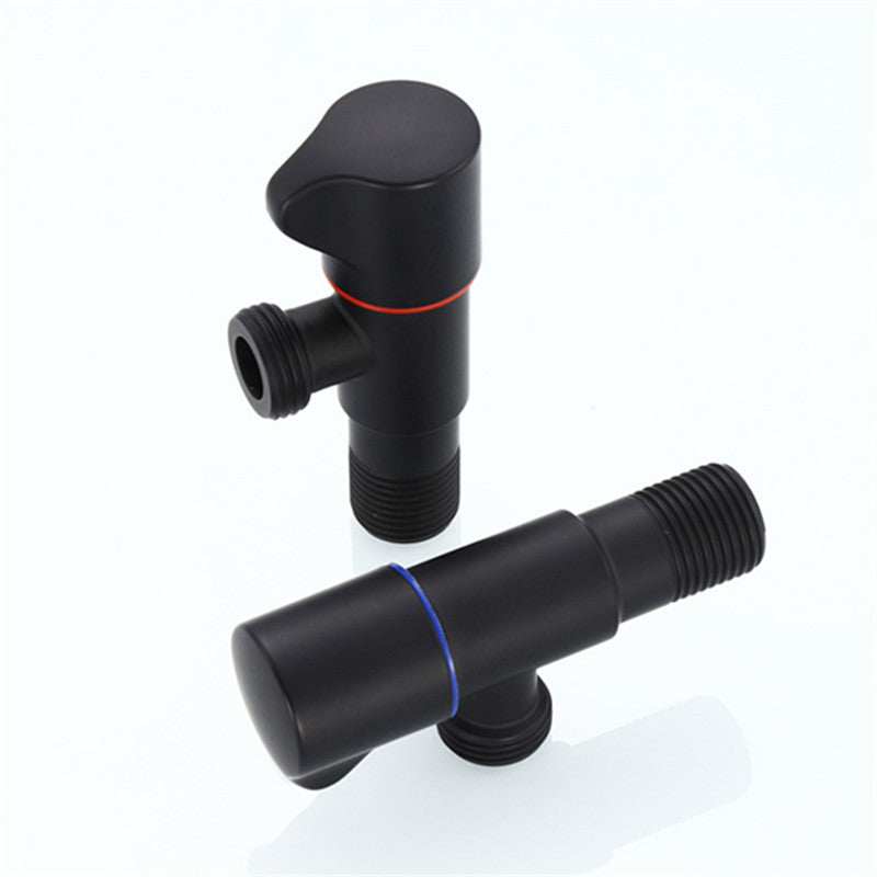 Bathroom Angle Filling Valve | Faucets Black Stainless Steel Kitchen Cold Hot Mixer Tap Accessories Standard G1/2 Threaded - WELQUEEN