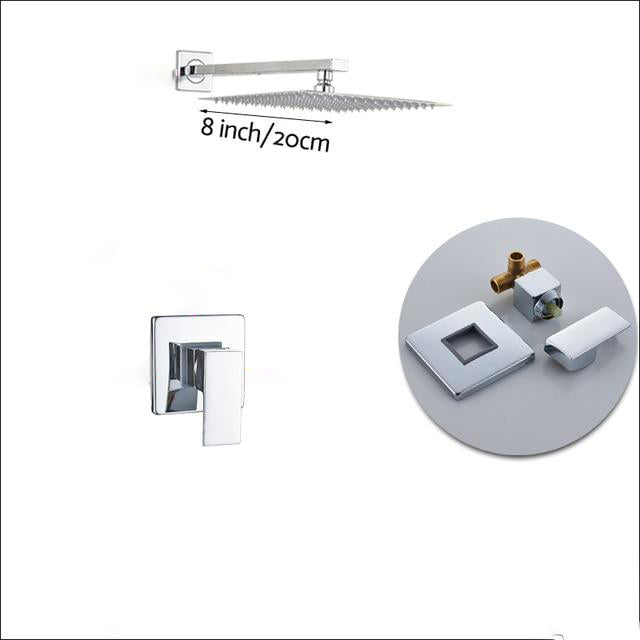 Wall Mount Rainfall Shower Faucet Set Chrome Bathroom Concealed Waterfall Shower System with Swivel tub Spout Mixer Tap - WELQUEEN HOME DECOR