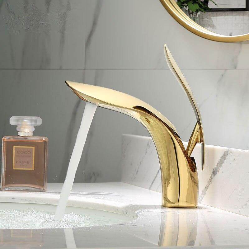 Bathroom Basin Faucets Brass Sink Mixer Tap Hot & Cold Single Handle Deck Mounted Lavatory Crane Tap Rose Gold/Gold/Chrome - WELQUEEN