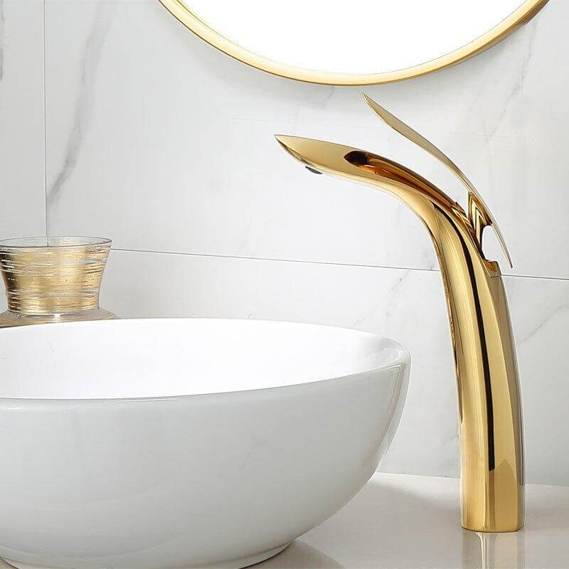 Bathroom Basin Faucets Brass Sink Mixer Tap Hot & Cold Single Handle Deck Mounted Lavatory Crane Tap Rose Gold/Gold/Chrome - WELQUEEN