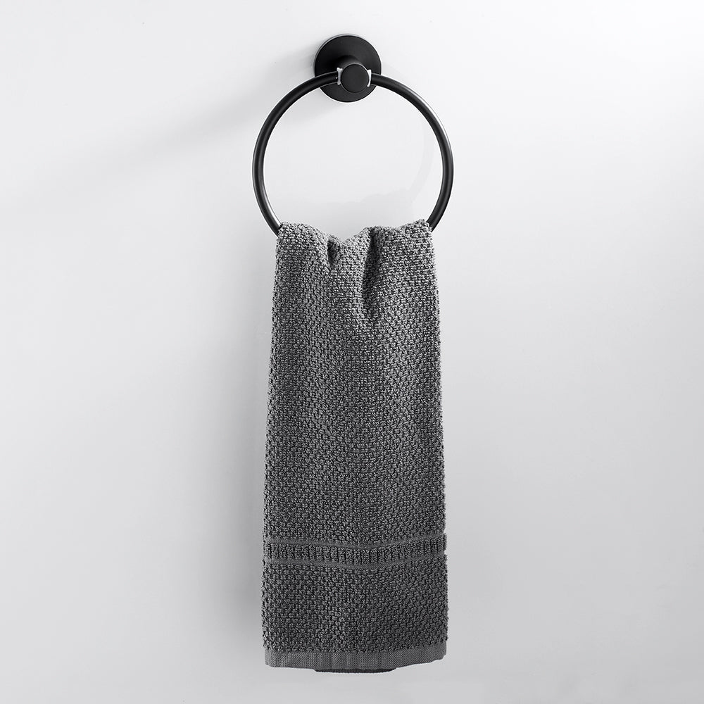 Black Towel Holder Ring | Round Wall Mounted Bathing Towel Rack Stainless Steel Kitchen Bathroom Accessories - WELQUEEN