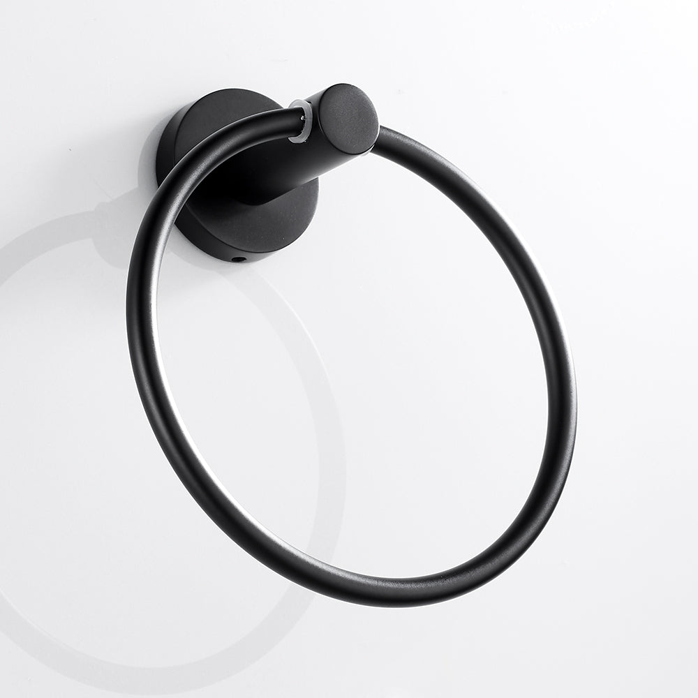 Black Towel Holder Ring | Round Wall Mounted Bathing Towel Rack Stainless Steel Kitchen Bathroom Accessories - WELQUEEN