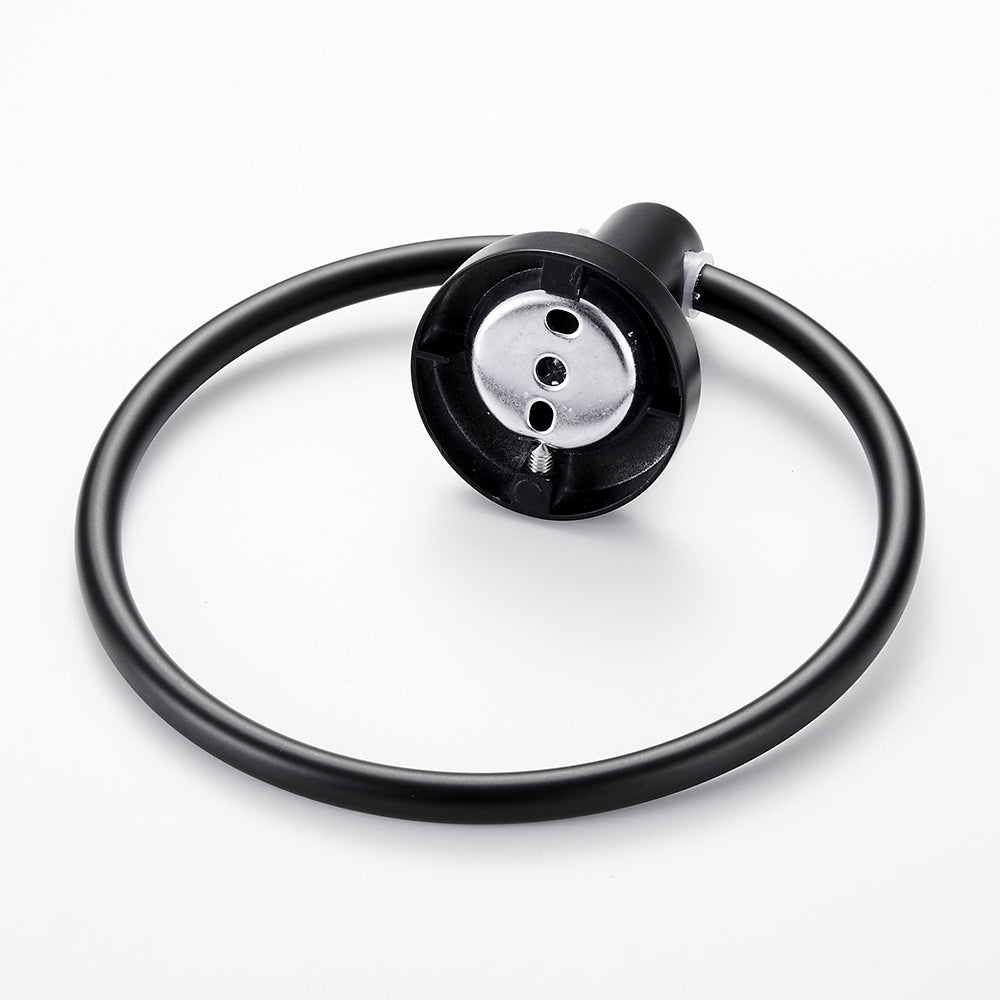 Black Towel Holder Ring | Round Wall Mounted Bathing Towel Rack Stainless Steel Kitchen Bathroom Accessories - WELQUEEN