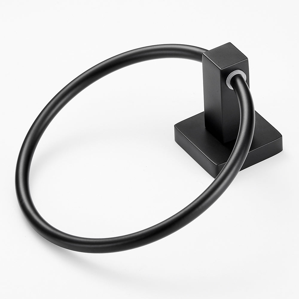 Black Towel Holder Ring | Round Wall Mounted Bathing Towel Rack Stainless Steel Kitchen Bathroom Accessories - WELQUEEN