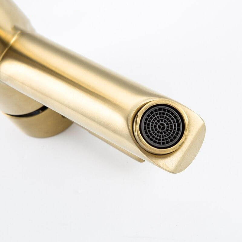 Basin Faucets Brushed Gold Bathroom Faucet Mixer Stainless Steel Waterfall Faucet Bathroom Faucet Basin Mixer - WELQUEEN