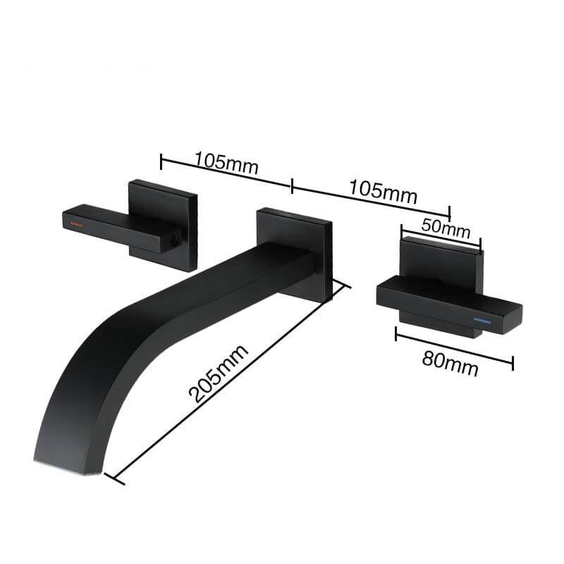 Basin Faucets Brass Sink Faucet Wall Mounted Taps Black Dual Handles Basin Mixer Tap Bathroom Waterfall Faucets - WELQUEEN