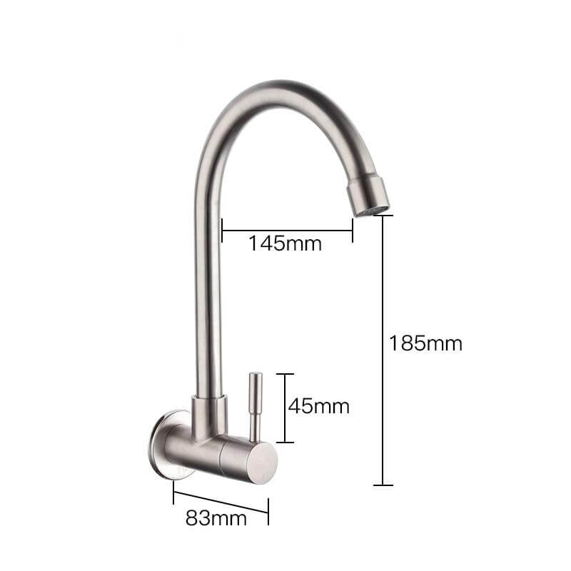 Kitchen Faucet Mixers Sink Tap Wall Mounted Single Cold Water Flexible 304 Stainless Steel Kitchen Tap Accessories - WELQUEEN