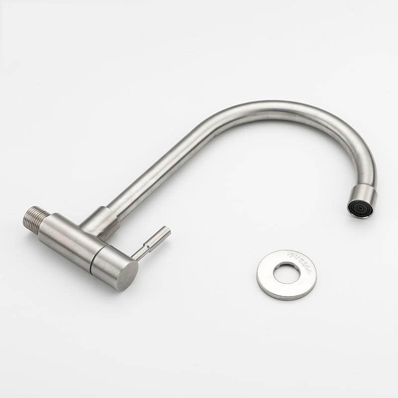 Kitchen Faucet Mixers Sink Tap Wall Mounted Single Cold Water Flexible 304 Stainless Steel Kitchen Tap Accessories - WELQUEEN