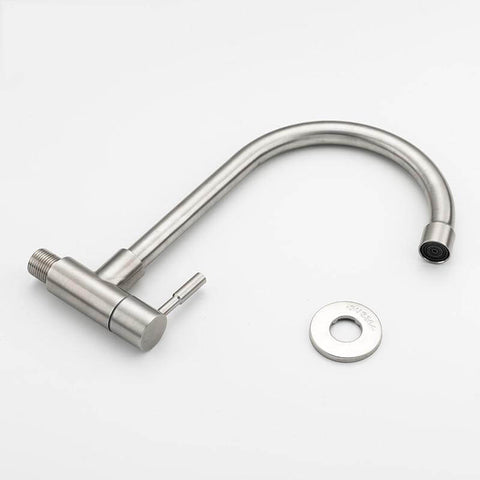 Kitchen Faucet Mixers Sink Tap Wall Mounted Single Cold Water Flexible 304 Stainless Steel Kitchen Tap Accessories - WELQUEEN