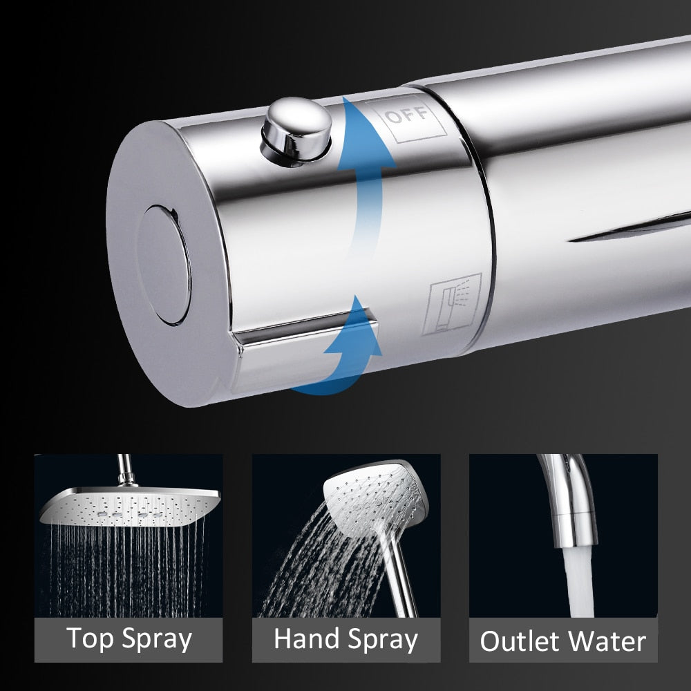 Thermostatic Shower Faucets Mixer Tap Hot And Cold Bathtub Faucet Bathroom Mixer Wall Mounted Mixer Brass Control Rain - WELQUEEN