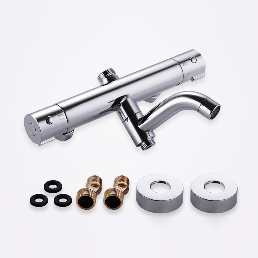Thermostatic Shower Faucets Mixer Tap Hot And Cold Bathtub Faucet Bathroom Mixer Wall Mounted Mixer Brass Control Rain - WELQUEEN