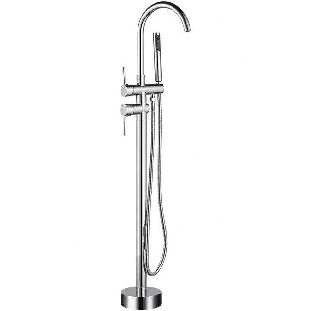 Brushed Gold Floor Stand Bathtub Faucet Black | Bathroom Freestanding Bathtub Faucet - WELQUEEN