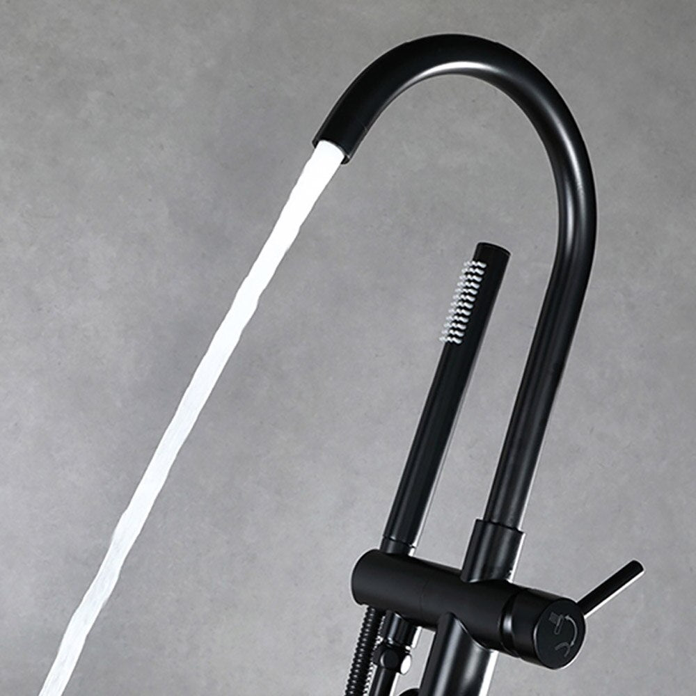 Brushed Gold Floor Stand Bathtub Faucet Black | Bathroom Freestanding Bathtub Faucet - WELQUEEN