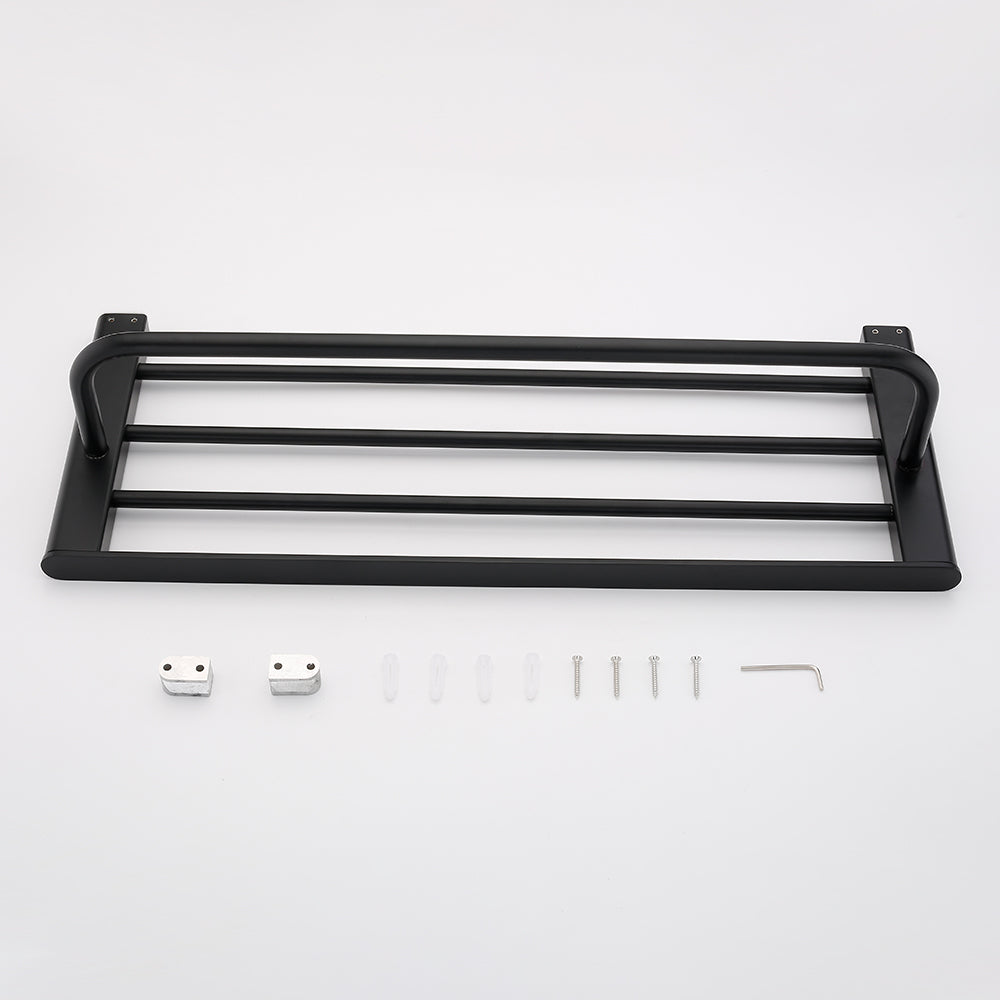 Matte Black Stainless Steel Modern Towel Bathrobe Clothes Holder Rack Double Layer Kitchen Bathroom WC Accessories - WELQUEEN