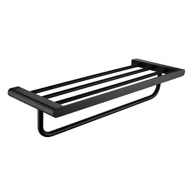 Matte Black Stainless Steel Modern Towel Bathrobe Clothes Holder Rack Double Layer Kitchen Bathroom WC Accessories - WELQUEEN