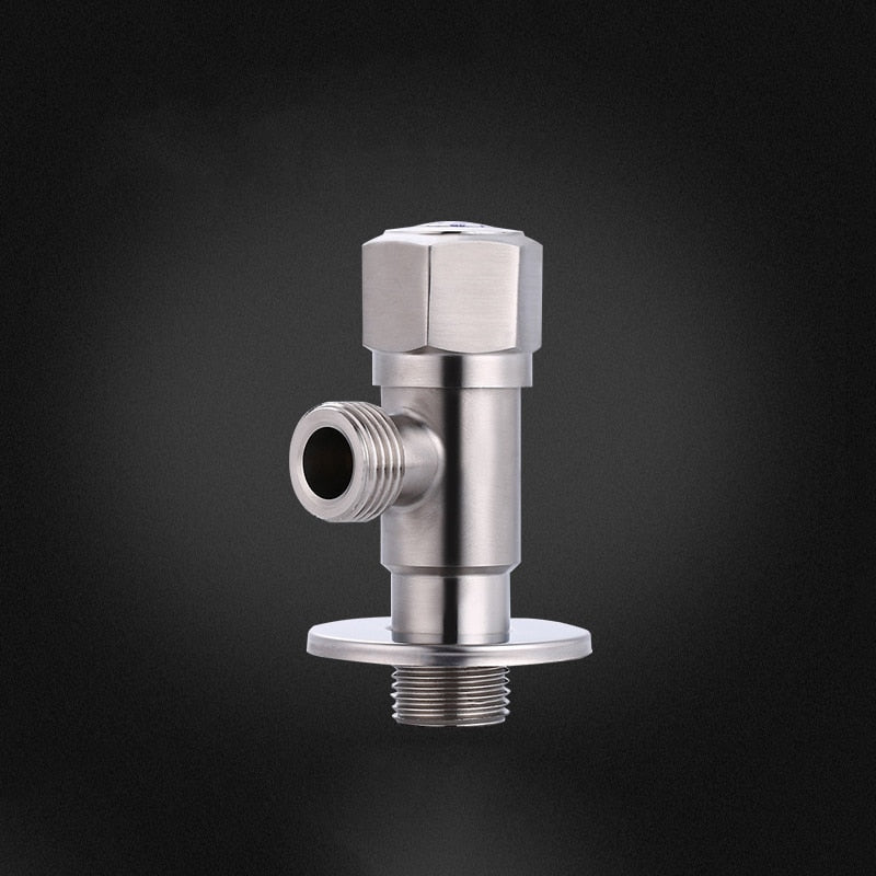 Stainless Steel Angle Valve G1/2 Thread Triangle Valve Hot and Cold Water Valve Bathroom Connector for Toilet Basin Water Heater - WELQUEEN