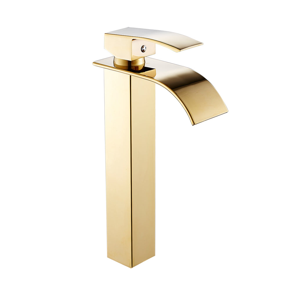 Bathroom Basin Faucet Deck Mount Waterfall Bathroom Faucet Vanity Vessel Sinks Mixer Tap Single Handle Cold And Hot Water Tap - WELQUEEN