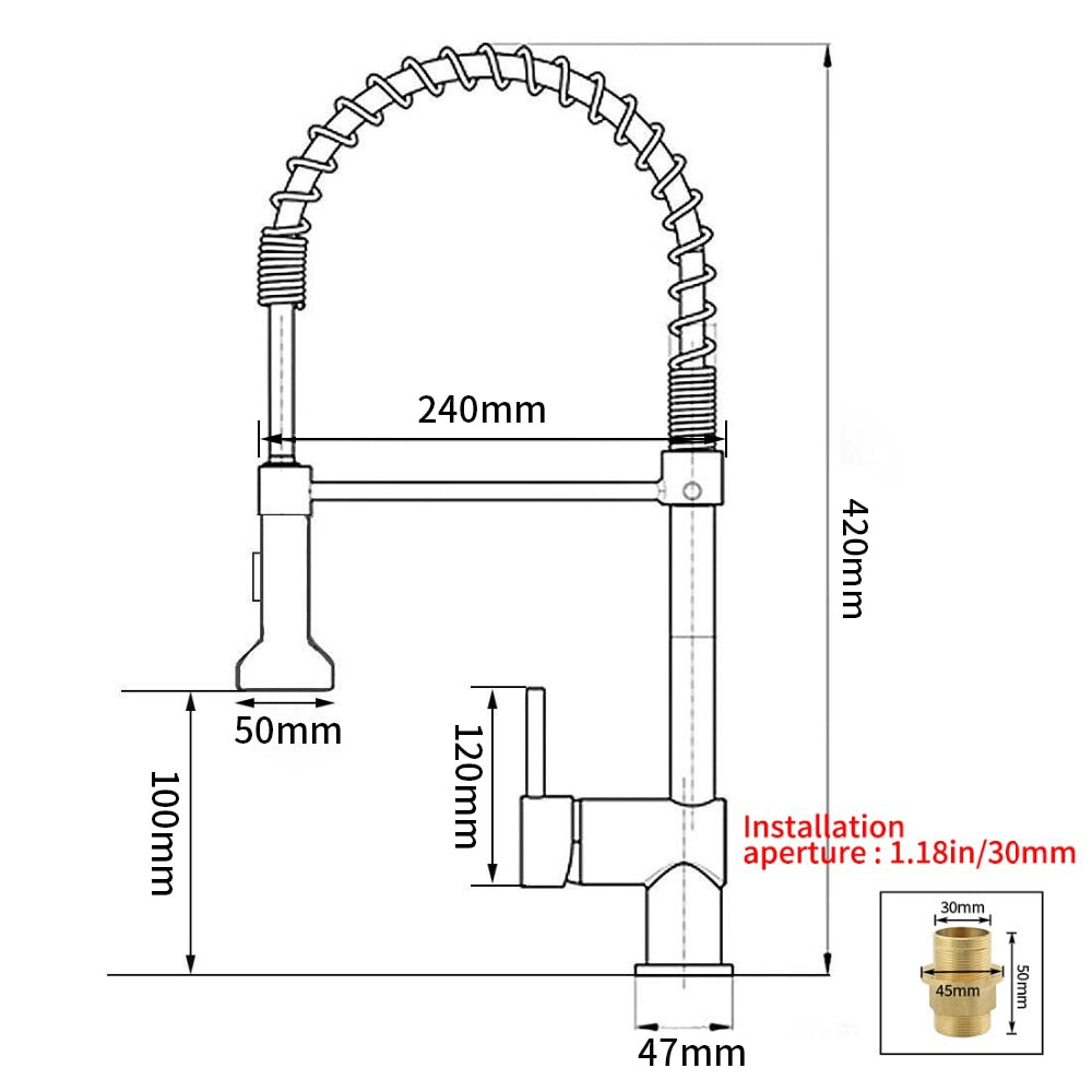Kitchen Faucets Brush Brass Faucets for Kitchen Sink Single Lever Pull Out Spring Spout Mixers Tap Hot Cold Water Taps - WELQUEEN