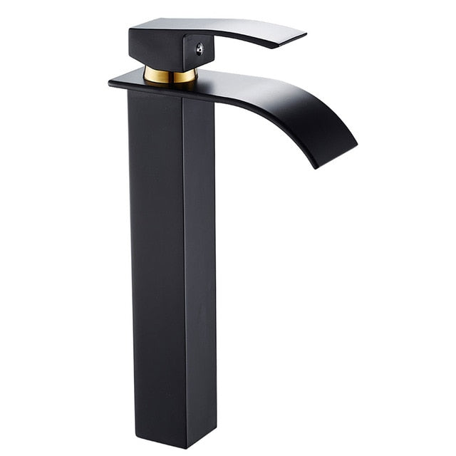 Bathroom Basin Faucet Deck Mount Waterfall Bathroom Faucet Vanity Vessel Sinks Mixer Tap Single Handle Cold And Hot Water Tap - WELQUEEN
