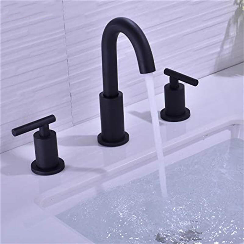 Bathroom Sink Faucet Solid Brass Double Handle Sink Mounted Hot & Cold Mix Basin Faucet European Style Basin Accessories - WELQUEEN
