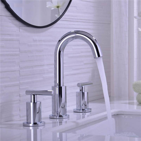 Bathroom Sink Faucet Solid Brass Double Handle Sink Mounted Hot & Cold Mix Basin Faucet European Style Basin Accessories - WELQUEEN