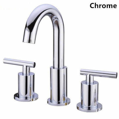 Bathroom Sink Faucet Solid Brass Double Handle Sink Mounted Hot & Cold Mix Basin Faucet European Style Basin Accessories - WELQUEEN