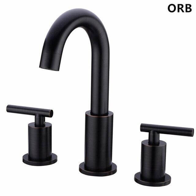 Bathroom Sink Faucet Solid Brass Double Handle Sink Mounted Hot & Cold Mix Basin Faucet European Style Basin Accessories - WELQUEEN WELQUEEN HOME DECOR
