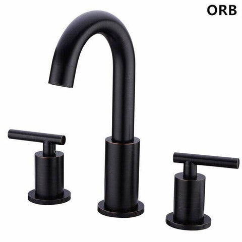 Bathroom Sink Faucet Solid Brass Double Handle Sink Mounted Hot & Cold Mix Basin Faucet European Style Basin Accessories - WELQUEEN