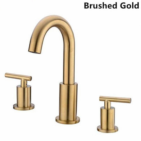 Bathroom Sink Faucet Solid Brass Double Handle Sink Mounted Hot & Cold Mix Basin Faucet European Style Basin Accessories - WELQUEEN