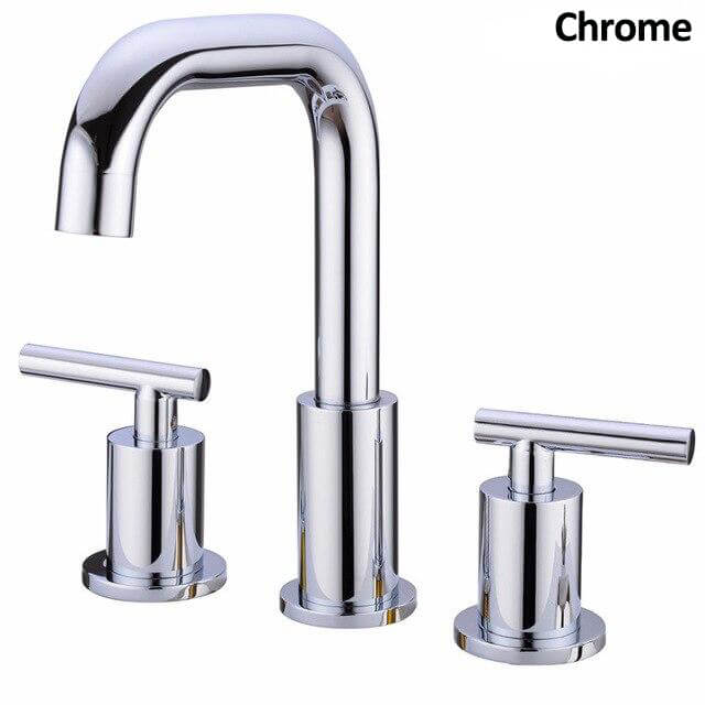 Bathroom Sink Faucet Solid Brass Double Handle Sink Mounted Hot & Cold Mix Basin Faucet European Style Basin Accessories - WELQUEEN