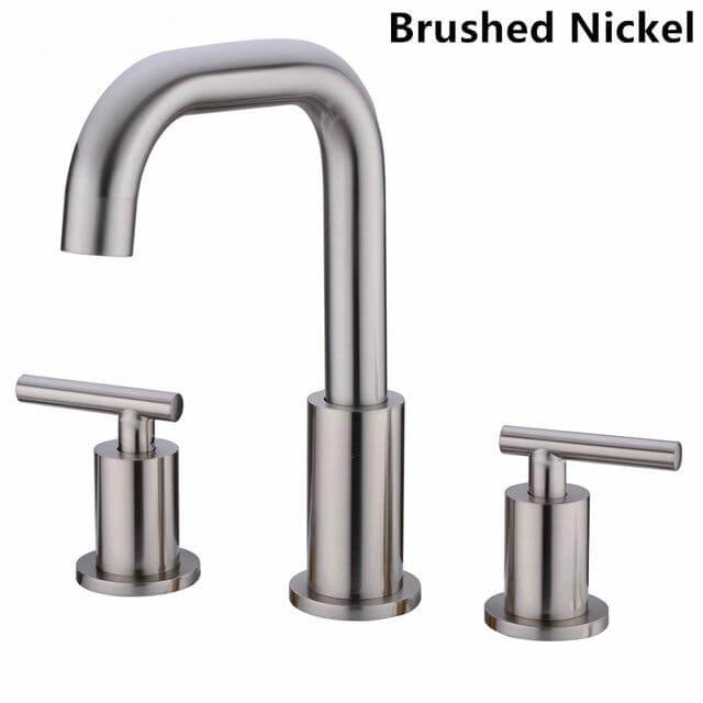 Bathroom Sink Faucet Solid Brass Double Handle Sink Mounted Hot & Cold Mix Basin Faucet European Style Basin Accessories - WELQUEEN