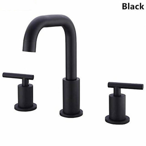 Bathroom Sink Faucet Solid Brass Double Handle Sink Mounted Hot & Cold Mix Basin Faucet European Style Basin Accessories - WELQUEEN