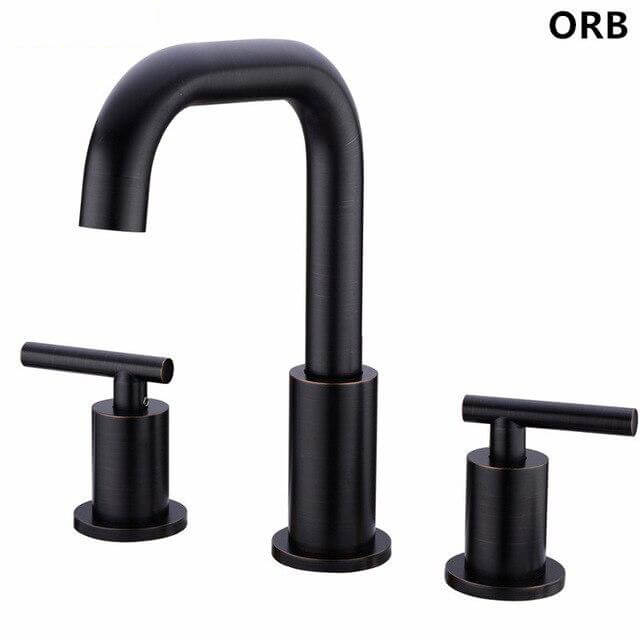 Bathroom Sink Faucet Solid Brass Double Handle Sink Mounted Hot & Cold Mix Basin Faucet European Style Basin Accessories - WELQUEEN WELQUEEN HOME DECOR