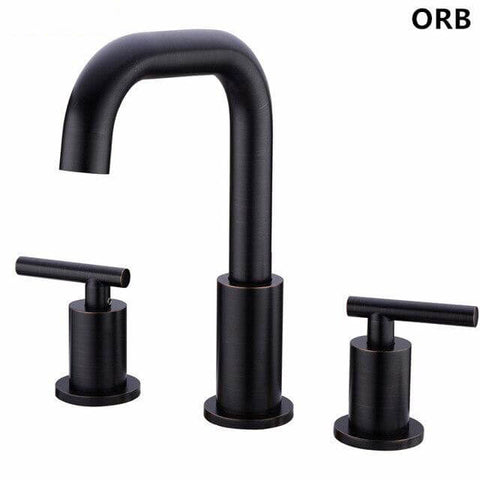 Bathroom Sink Faucet Solid Brass Double Handle Sink Mounted Hot & Cold Mix Basin Faucet European Style Basin Accessories - WELQUEEN